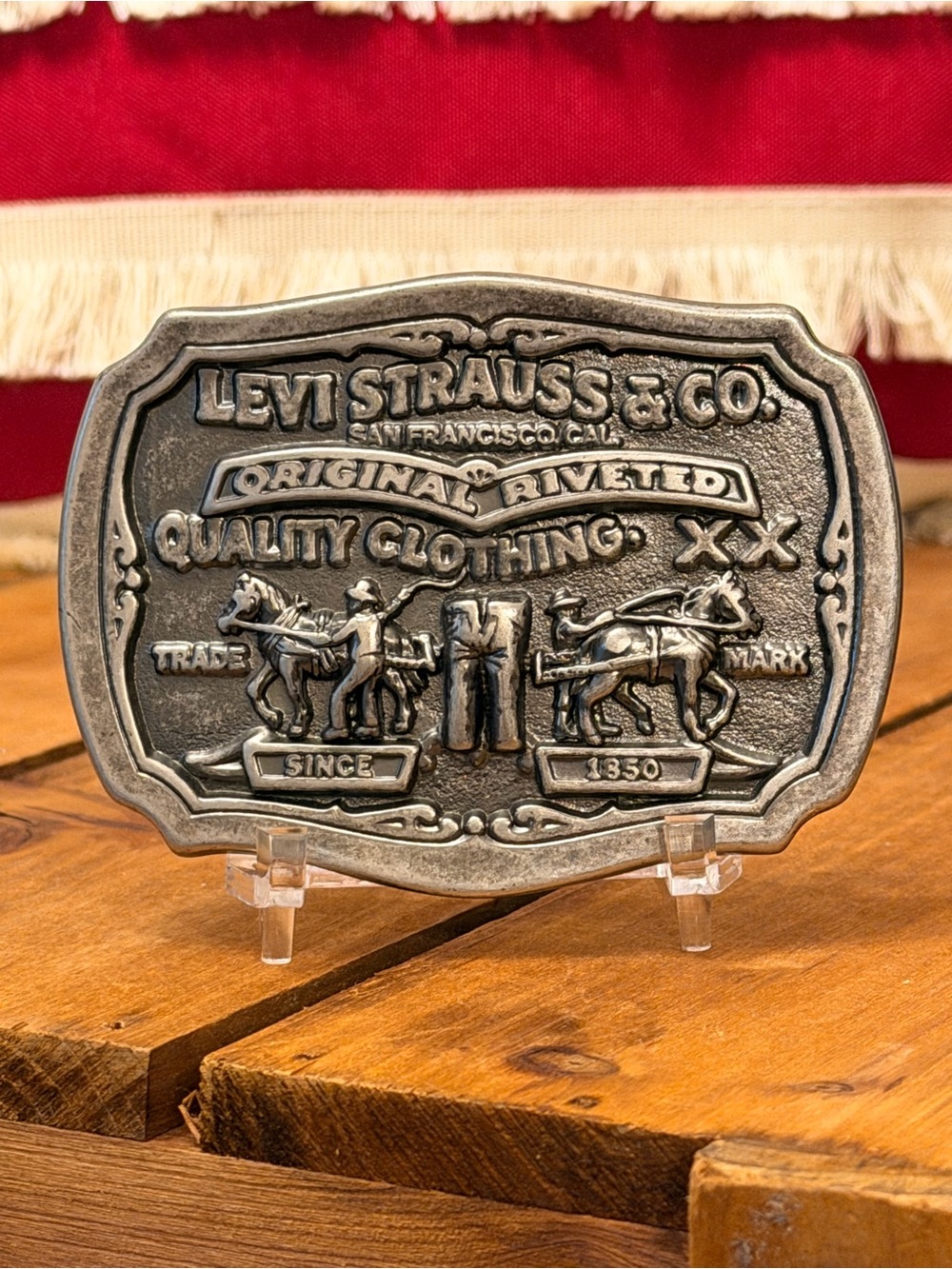 Vintage 1973 Levi’s Two Horse Brand Belt Buckle